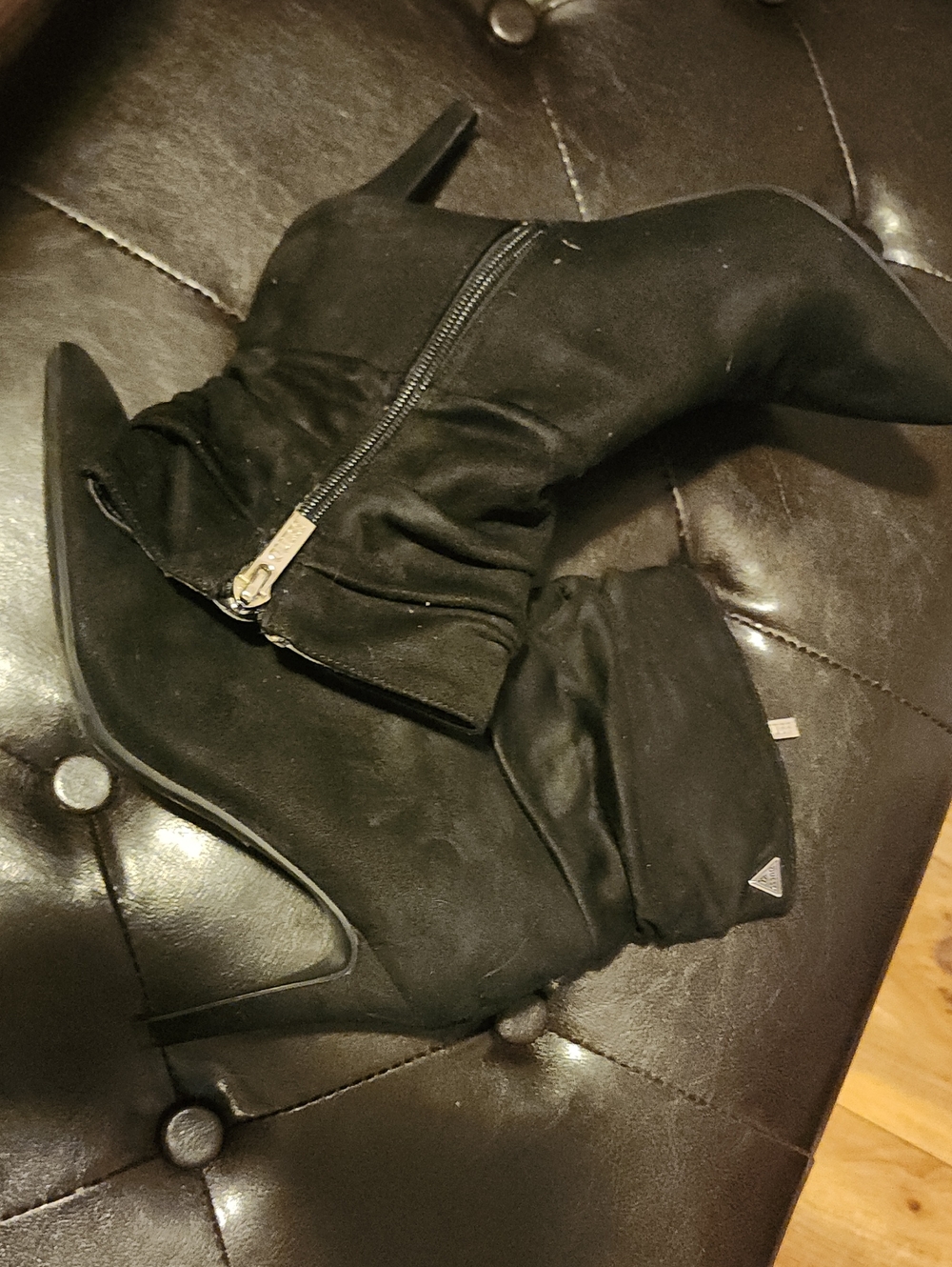 Guess Black Suede Stiletto Ankle Boots